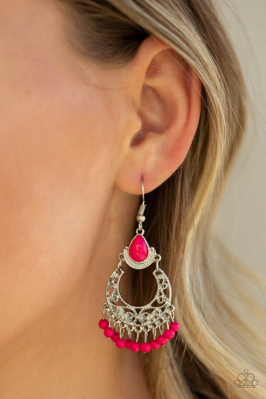 Colorful Colada-pink-Paparazzi earrings