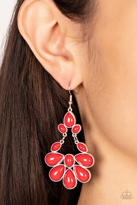 Colorfully Canopy - red - Paparazzi earrings
