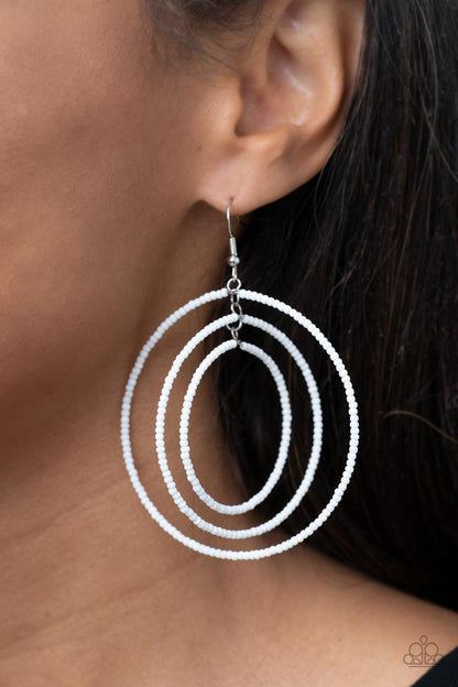 Colorfully Circulating - white - Paparazzi earrings