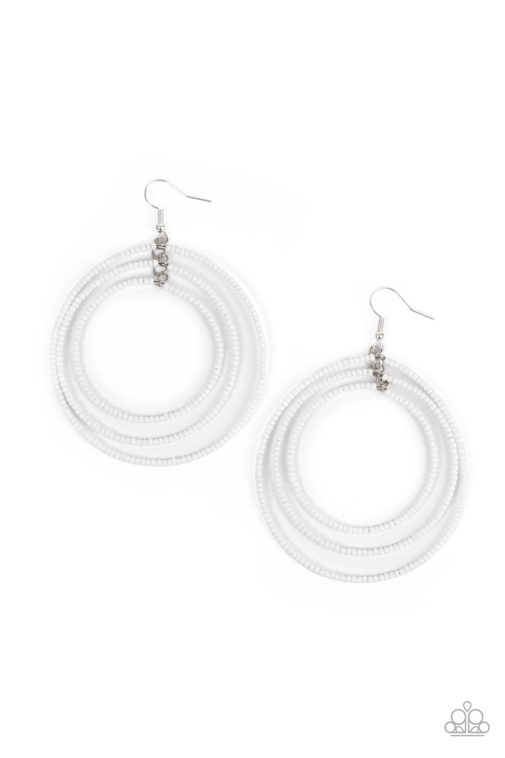 Colorfully Circulating - white - Paparazzi earrings