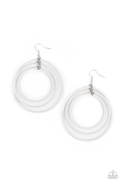 Colorfully Circulating - white - Paparazzi earrings