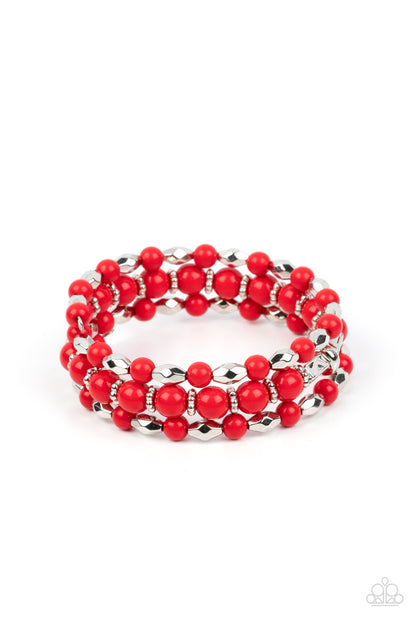 Colorfully Coiled - red - Paparazzi bracelet
