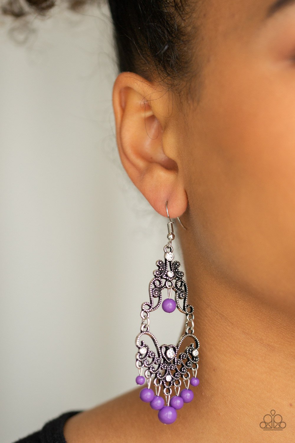 Colorfully Cabaret-purple-Paparazzi earrings
