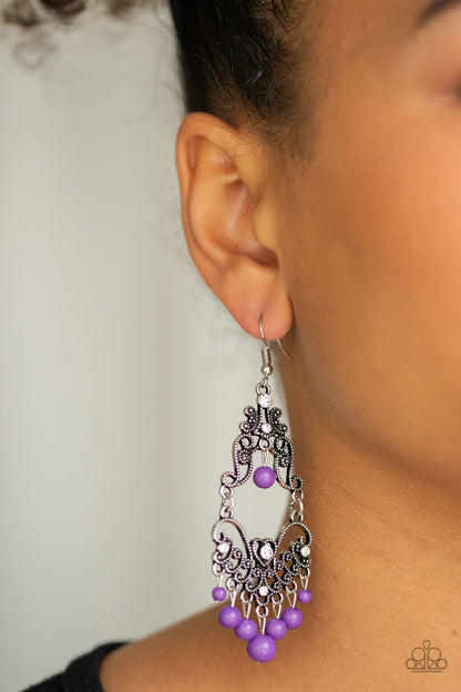 Colorfully Cabaret-purple-Paparazzi earrings