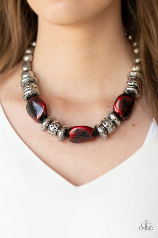 Colorfully Confident-red-Paparazzi necklace