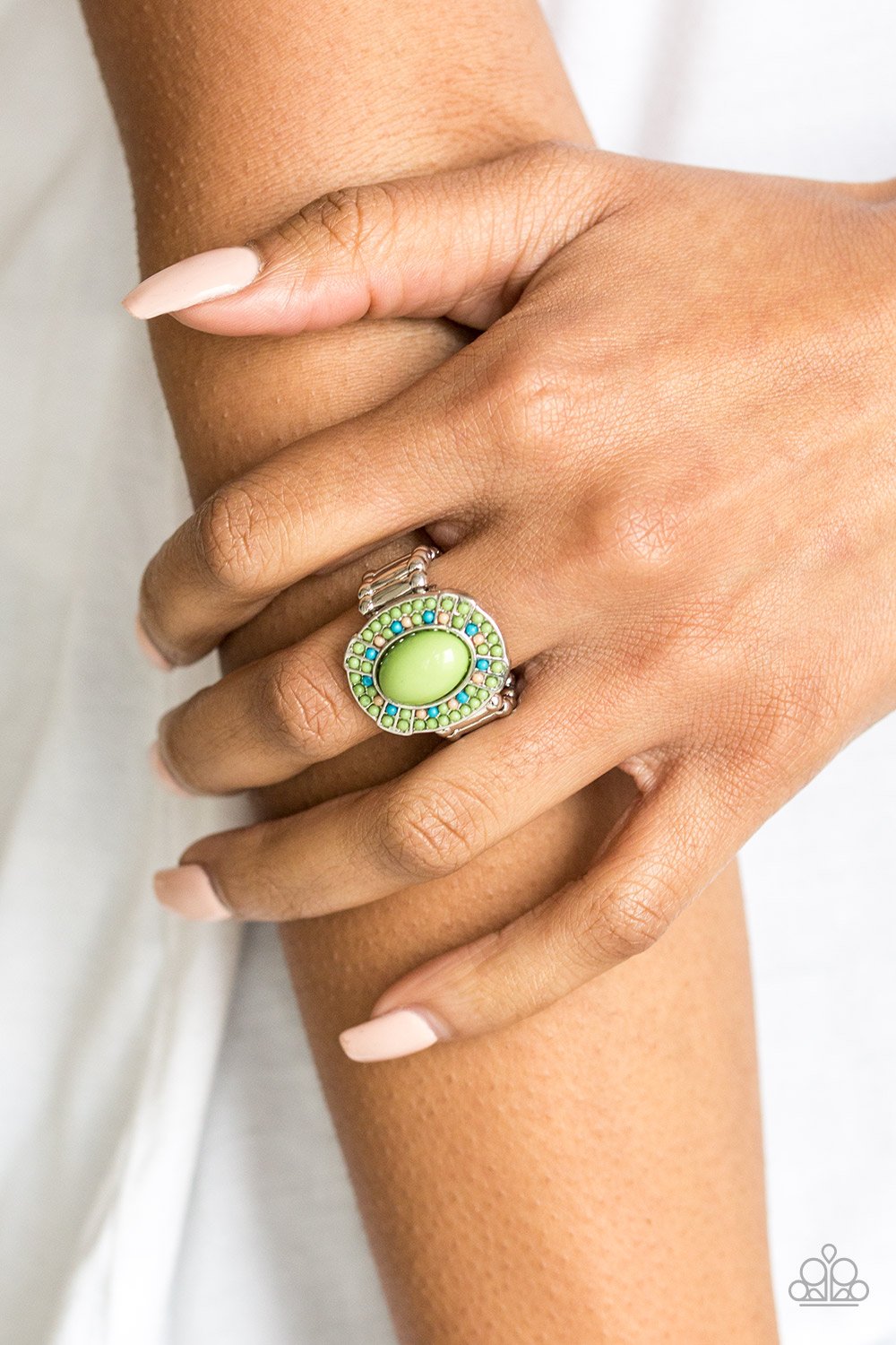 Colorfully Rustic-green-Paparazzi ring