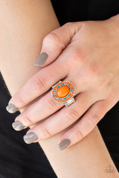 Colorfully Rustic-orange-Paparazzi ring
