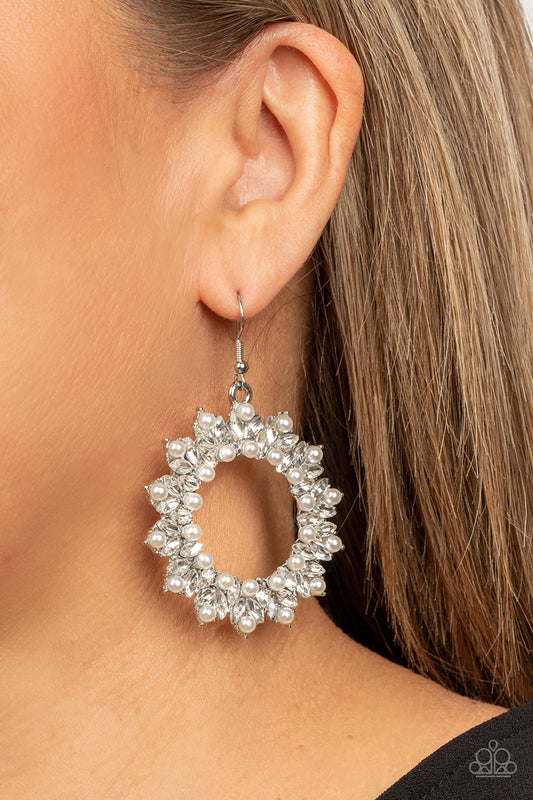 Combustible Couture - white - Paparazzi earrings