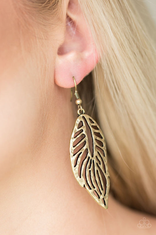 Come Home To Roost - brass - Paparazzi earrings