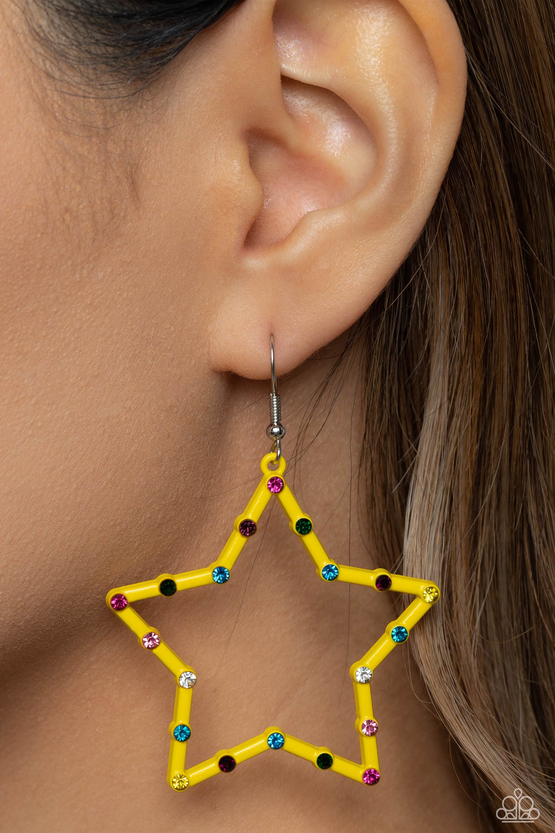 Confetti Craze - yellow - Paparazzi earrings