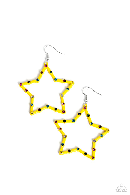 Confetti Craze - yellow - Paparazzi earrings