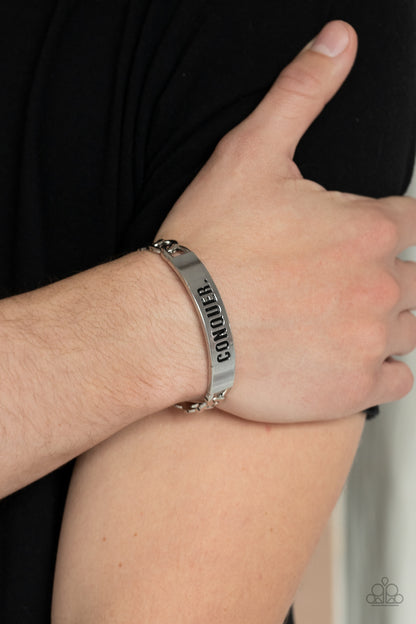 Conquer Your Fears​ - silver - Paparazzi MENS bracelet