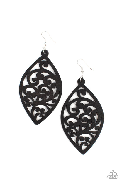 Coral Garden - black - Paparazzi earrings