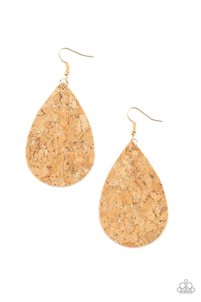 Cork It Over - gold - Paparazzi earrings