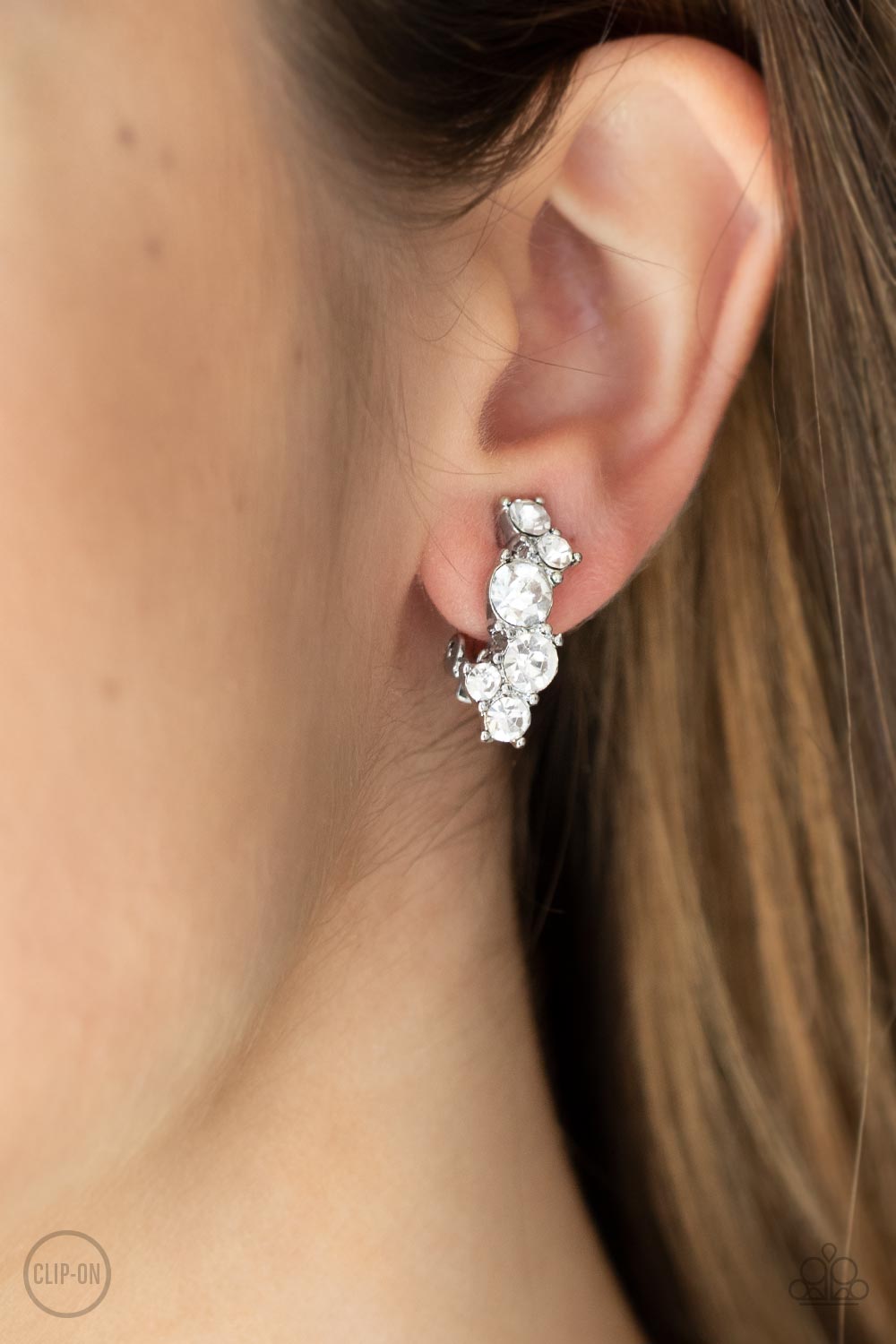 Cosmic Celebration - white - Paparazzi CLIP ON earrings