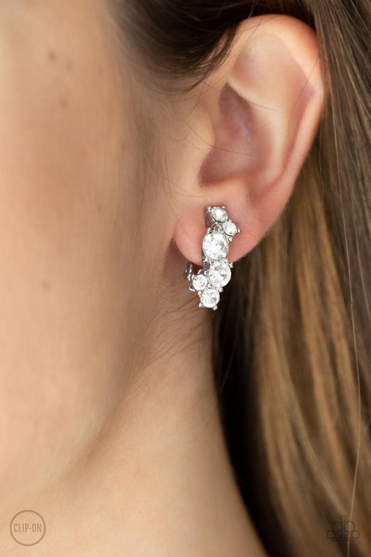 Cosmic Celebration - white - Paparazzi CLIP ON earrings