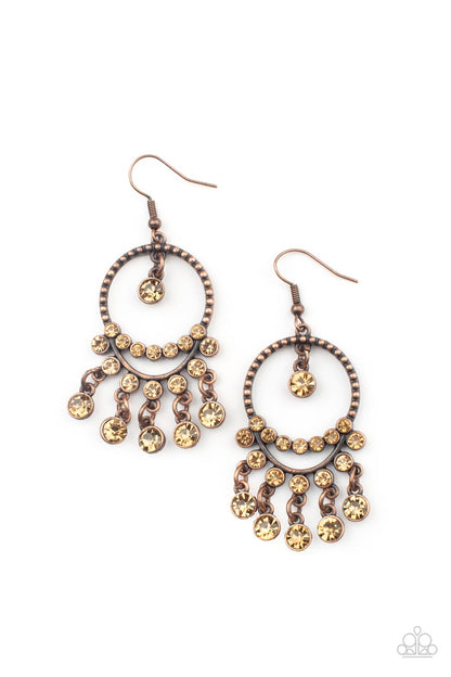 Cosmic Chandeliers - copper - Paparazzi earrings