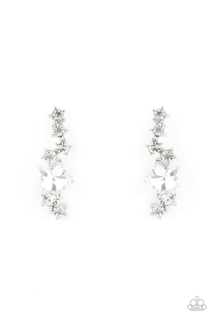 Cosmic Combustion - white - Paparazzi earrings