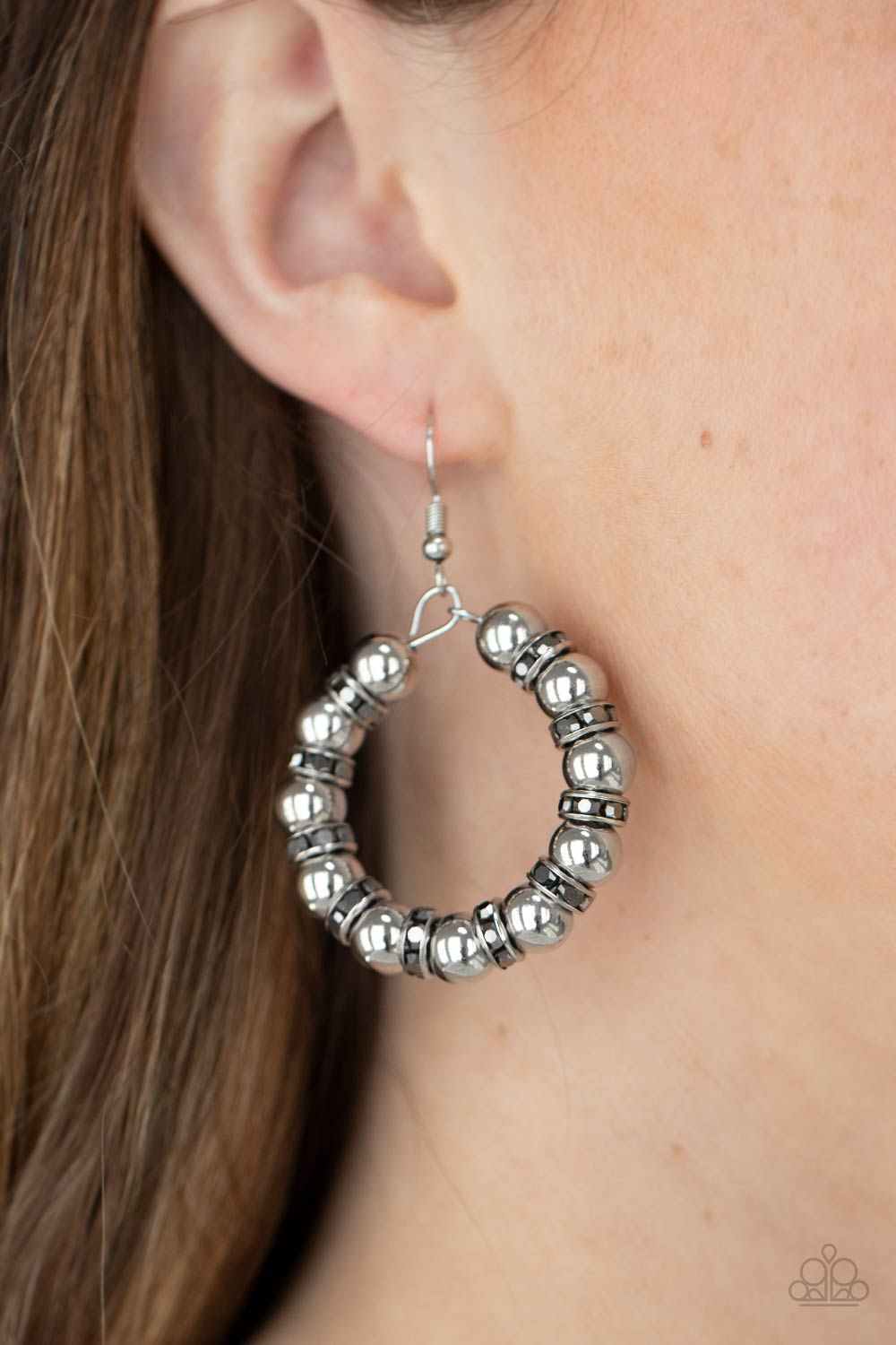 Cosmic Halo - silver - Paparazzi earrings