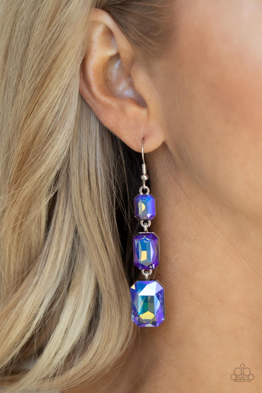 Cosmic Red Carpet - blue - Paparazzi earrings