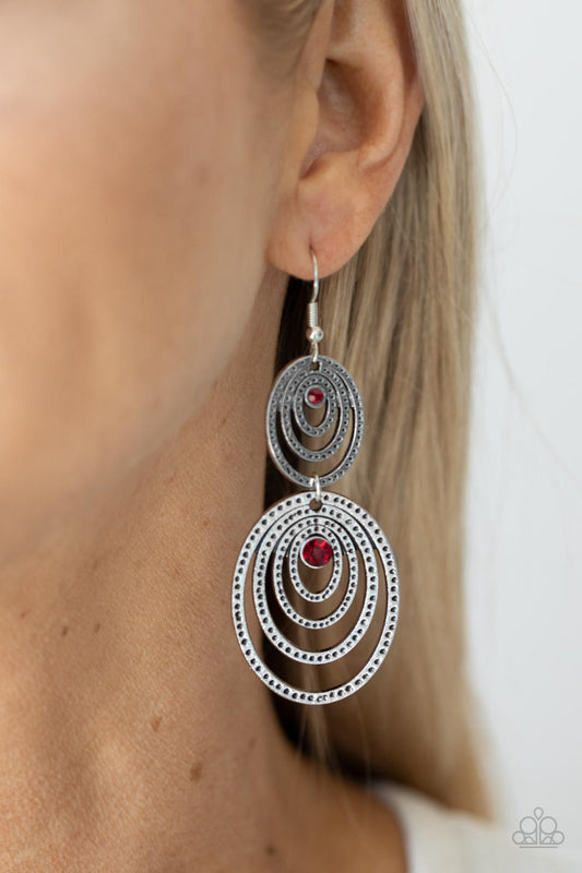 Cosmic Twirl - red - Paparazzi earrings