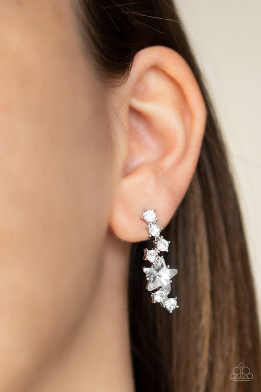 Cosmic Combustion-white-Paparazzi earrings