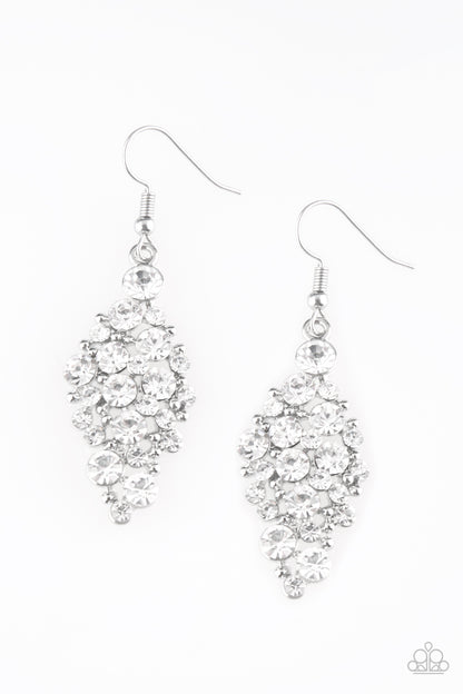 Cosmically Chic - white - Paparazzi earrings