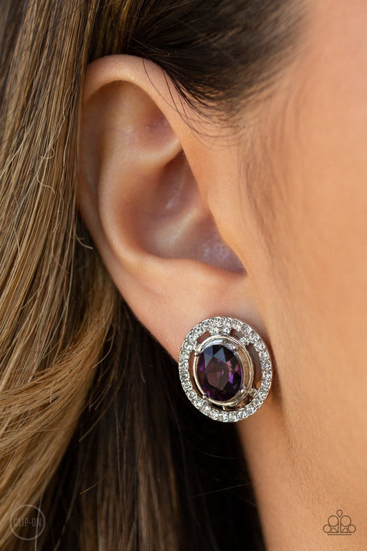 Cost a Fortune-purple-Paparazzi CLIP ON earrings