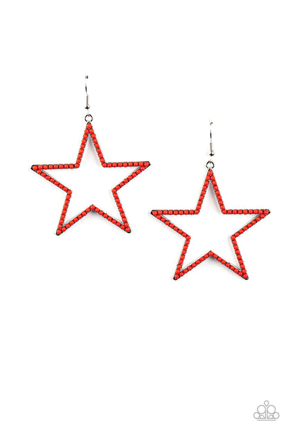 Count Your Stars - red - Paparazzi earrings