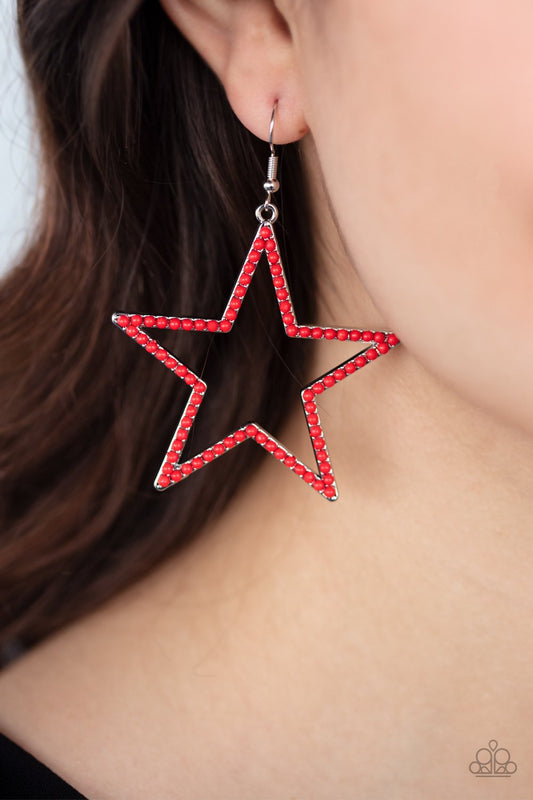 Count Your Stars-red-Paparazzi earrings