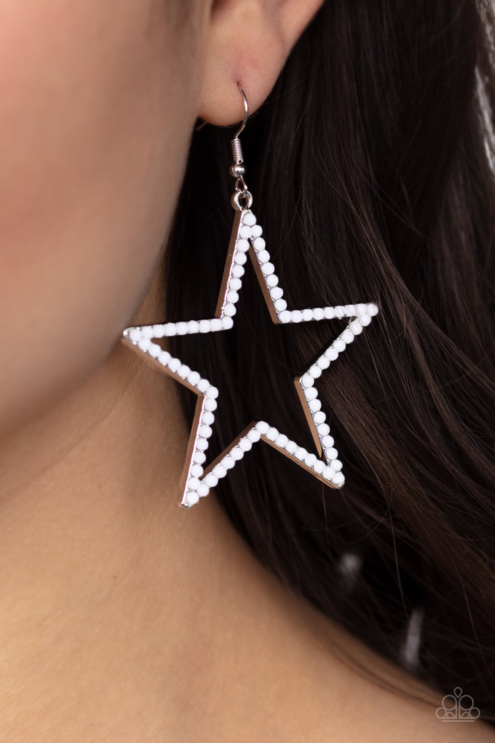 Count Your Stars-white-Paparazzi earrings