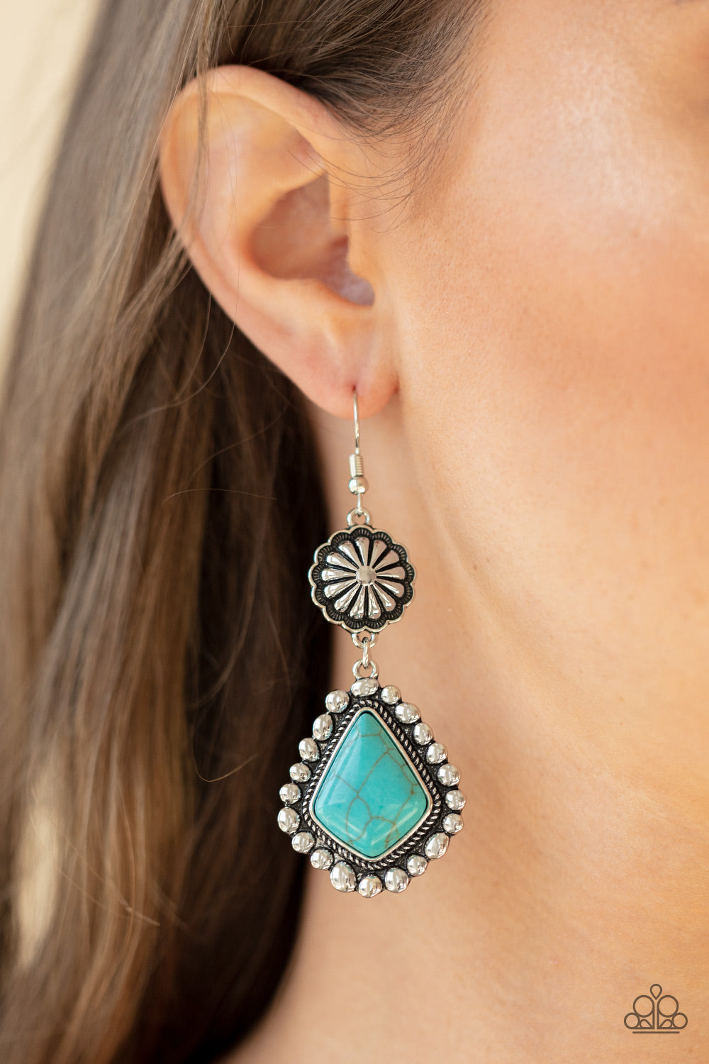 Country Cavalier - blue - Paparazzi earrings