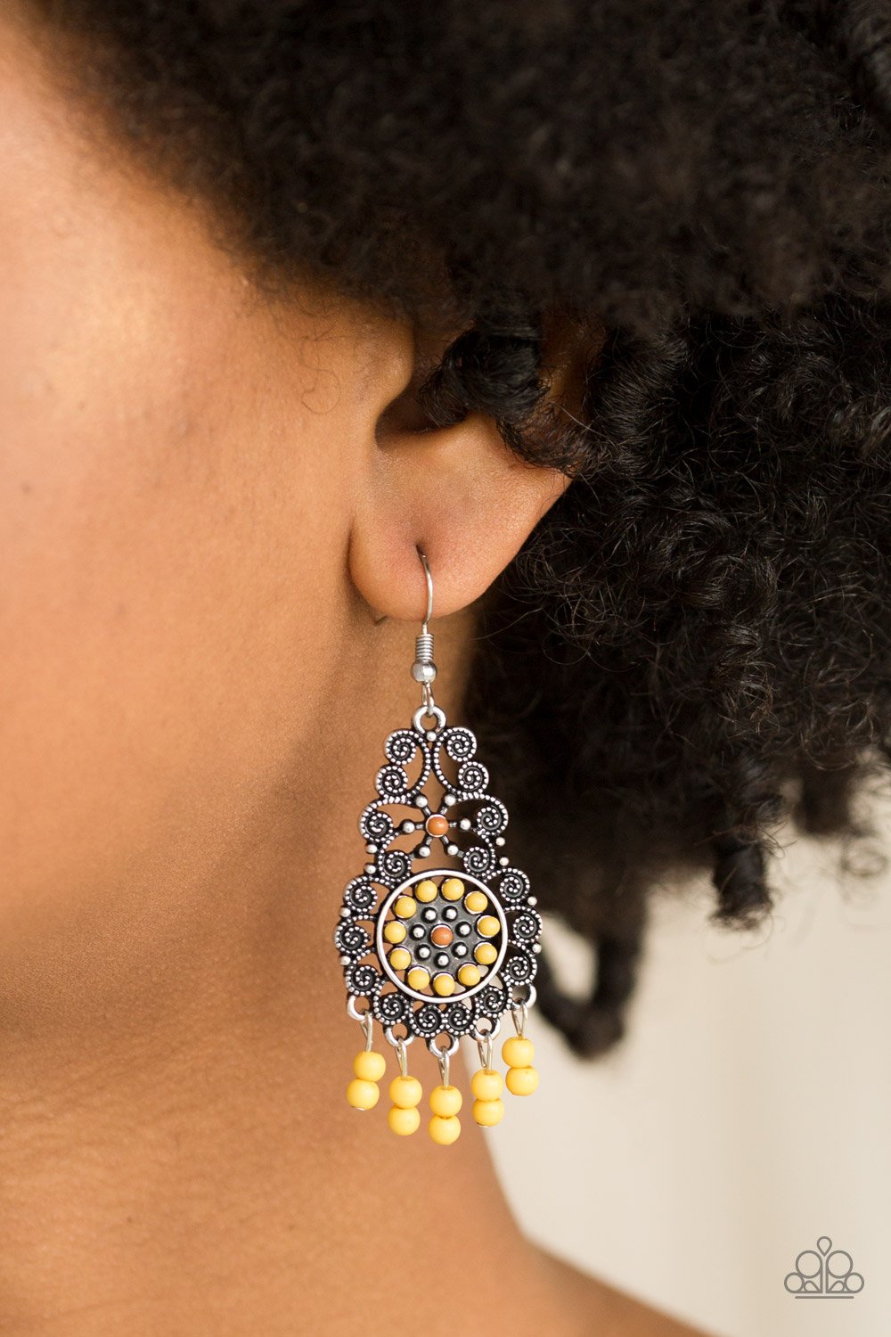 Courageously Congo-yellow-Paparazzi earrings