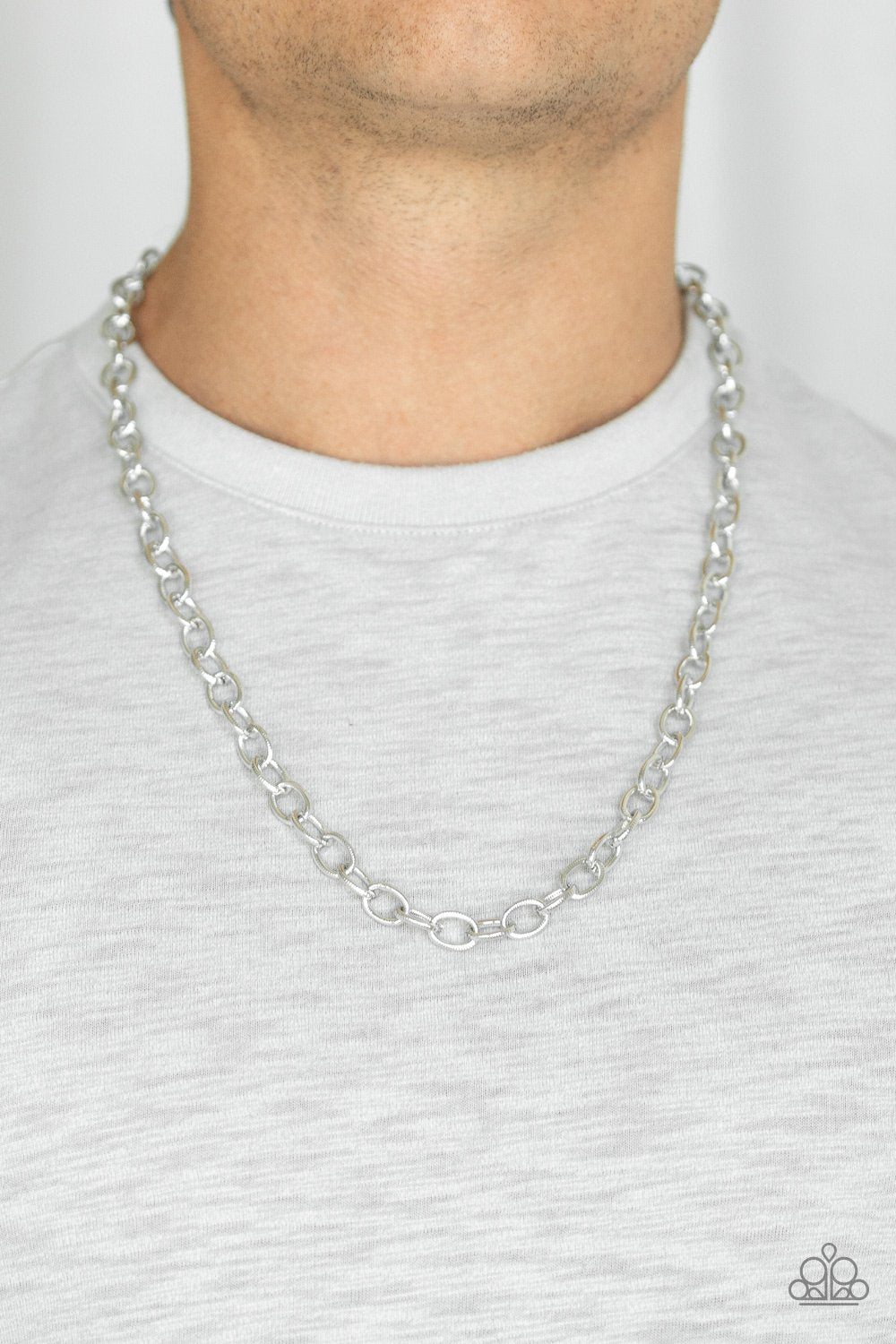 Courtside Seats-silver-Paparazzi mens necklace