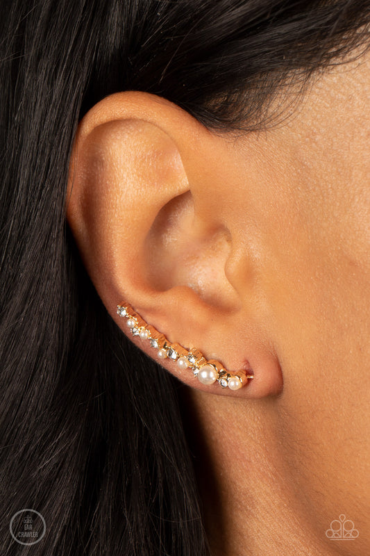 Couture Crawl - gold - Paparazzi earrings