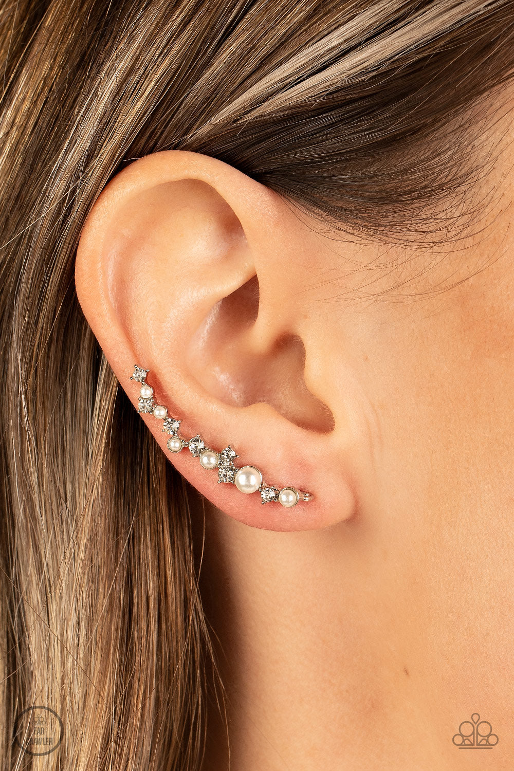 Couture Crawl - white - Paparazzi earrings