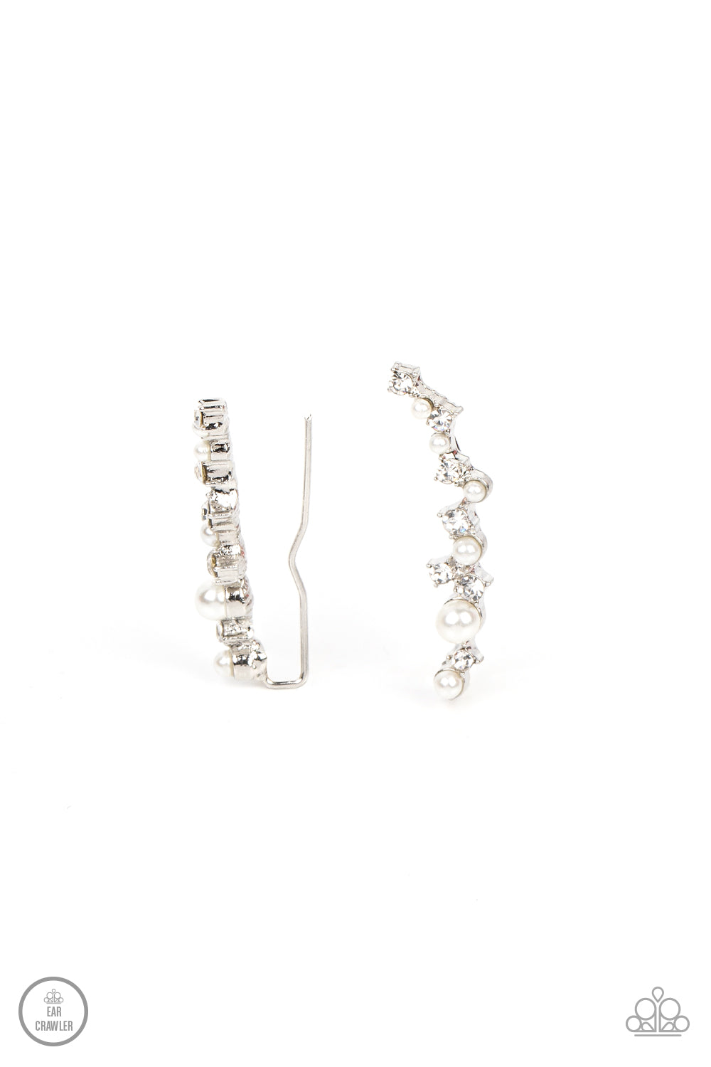 Couture Crawl - white - Paparazzi earrings