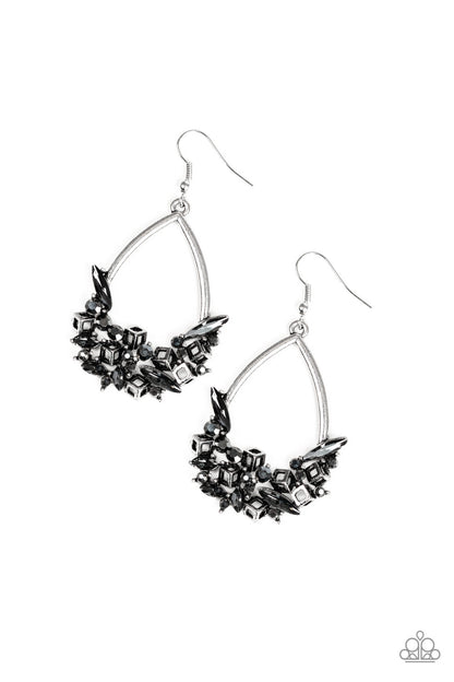 Crash Landing - silver - Paparazzi earrings