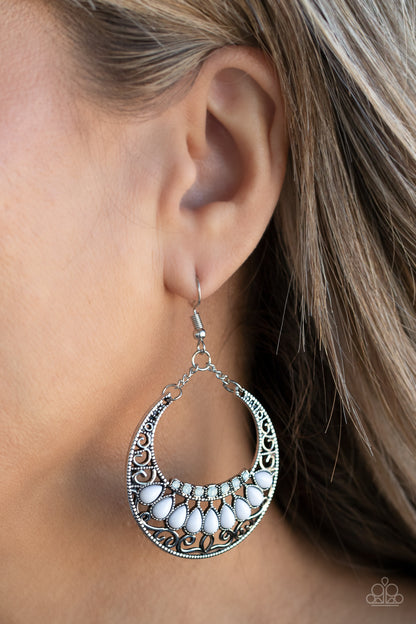 Crescent Couture - white - Paparazzi earrings