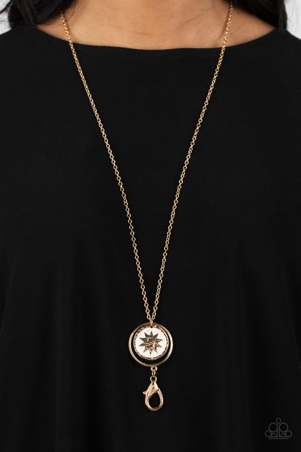 Cretian Crest - gold - Paparazzi LANYARD necklace