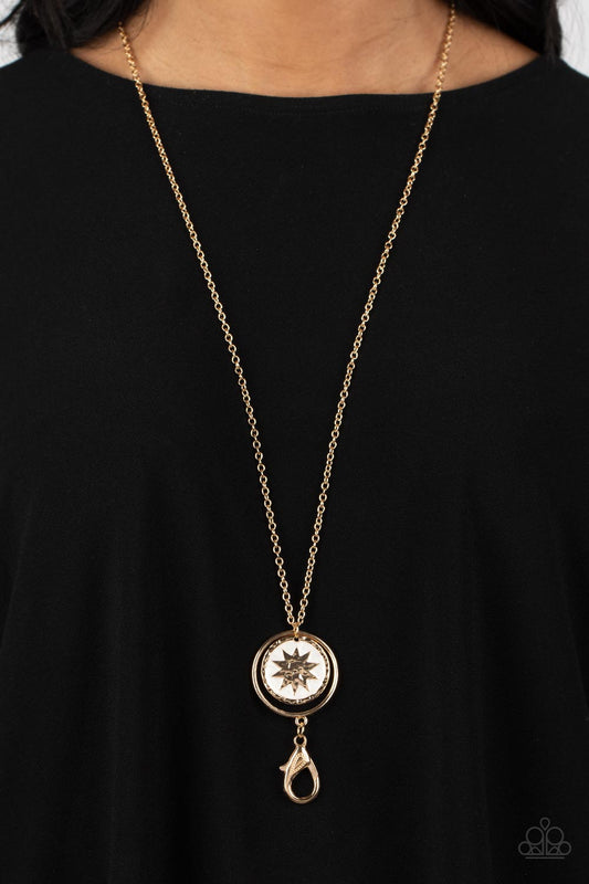 Cretian Crest - gold - Paparazzi LANYARD necklace