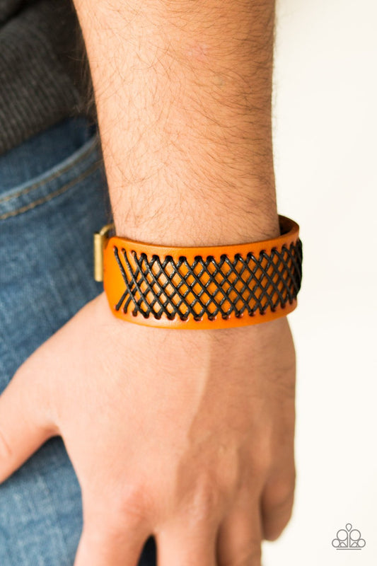 Cross the Line-brown-Paparazzi mens bracelet