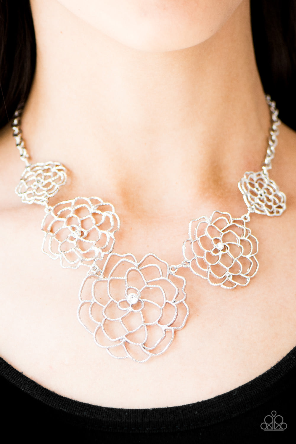 Crowned Carnation - white - Paparazzi necklace