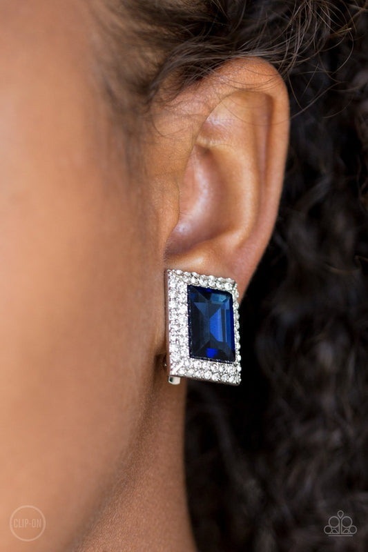 Crowned Couture - blue - Paparazzi Clip On Earrings