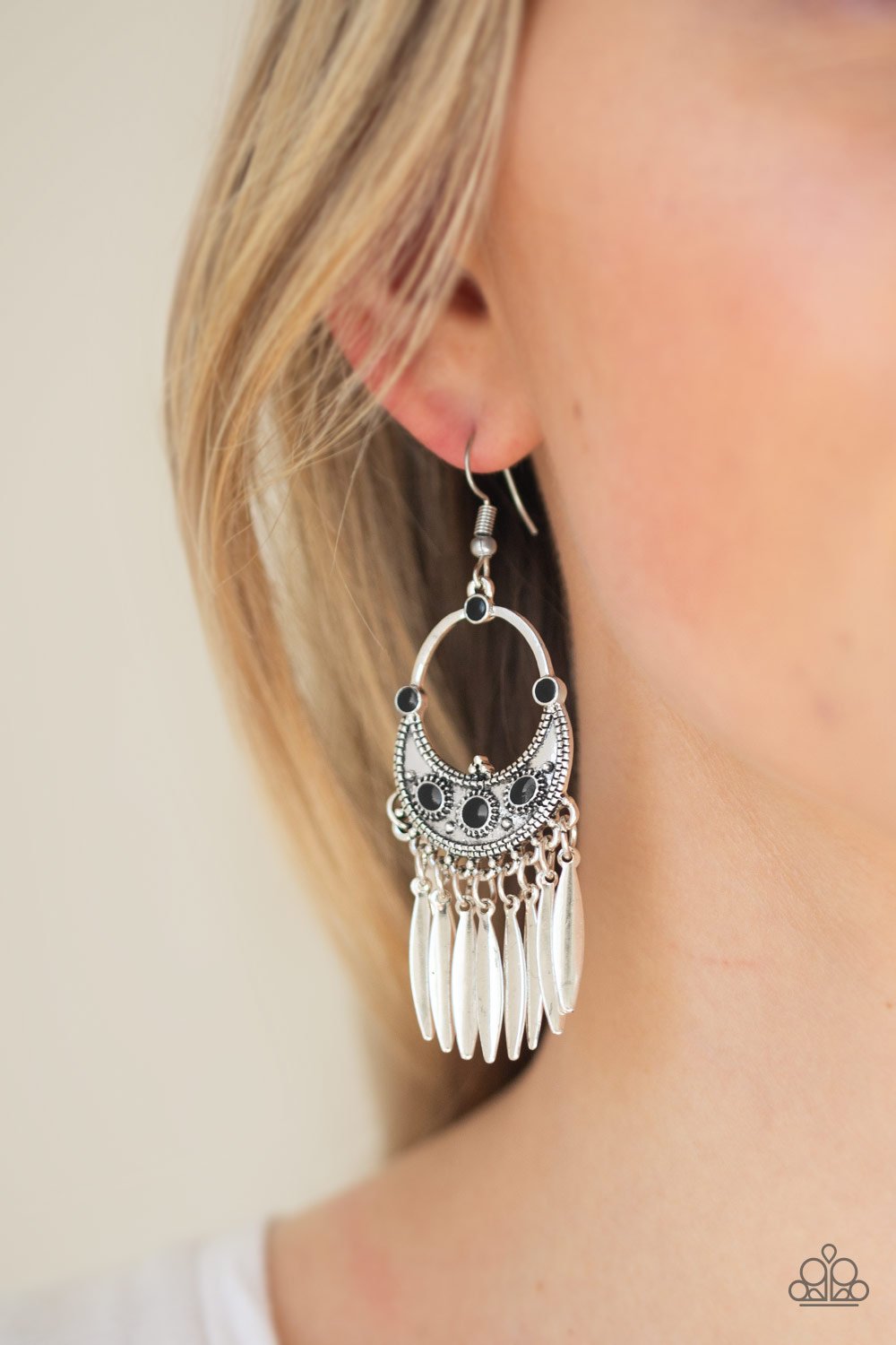 Cry Me a Riviera-black-Paparazzi earrings