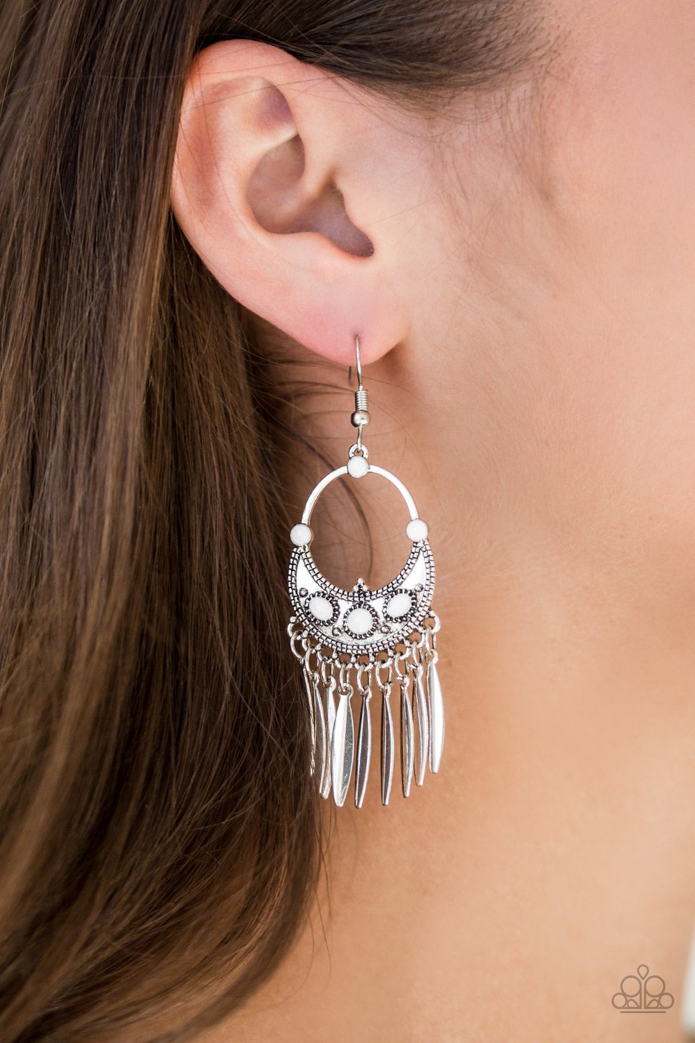 Cry Me a Riviera-white-Paparazzi earrings