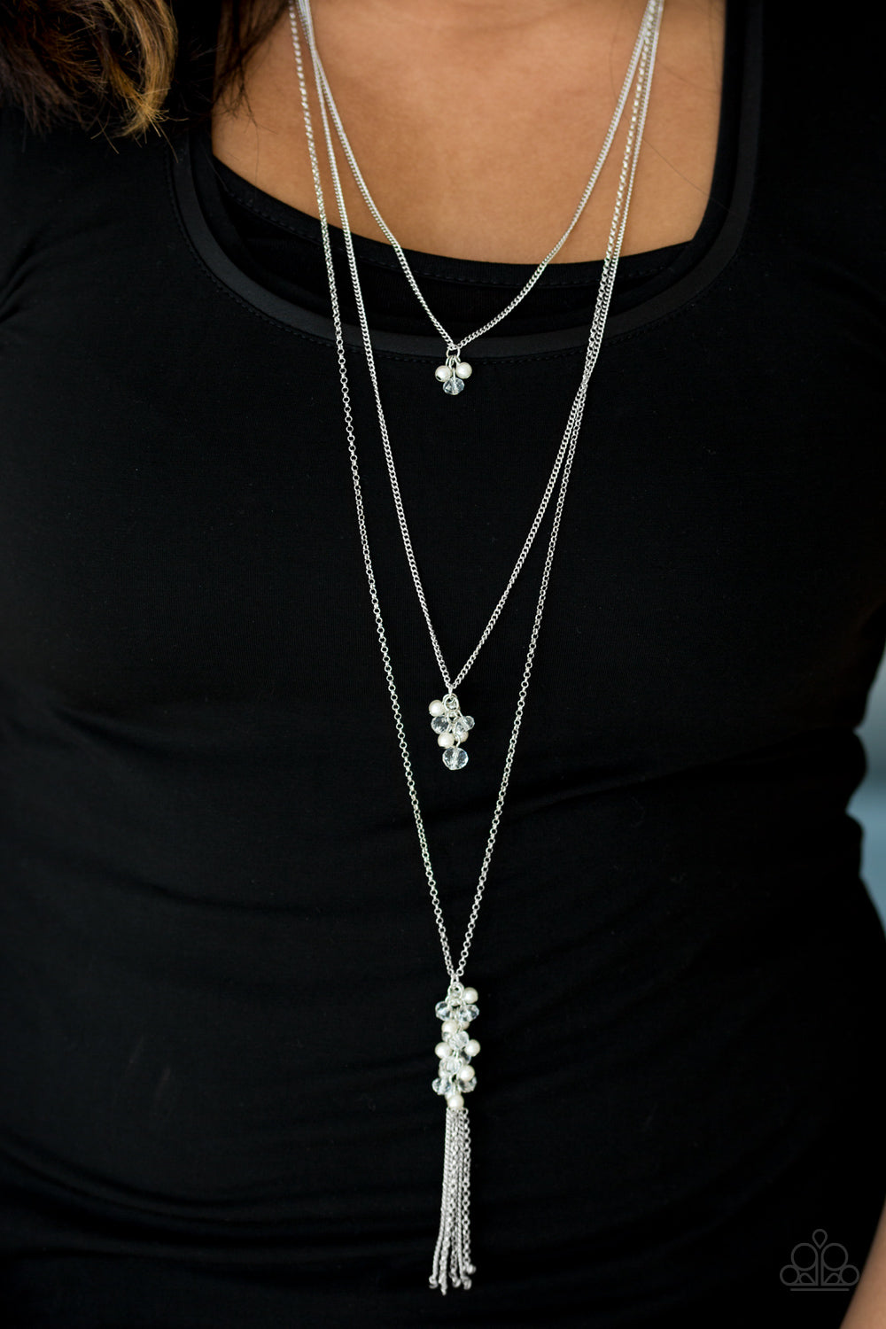 Crystal Cruiser - white - Paparazzi necklace