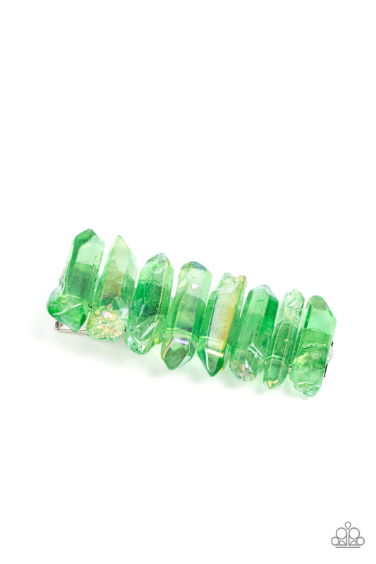 Crystal Caves - green - Paparazzi hair clip