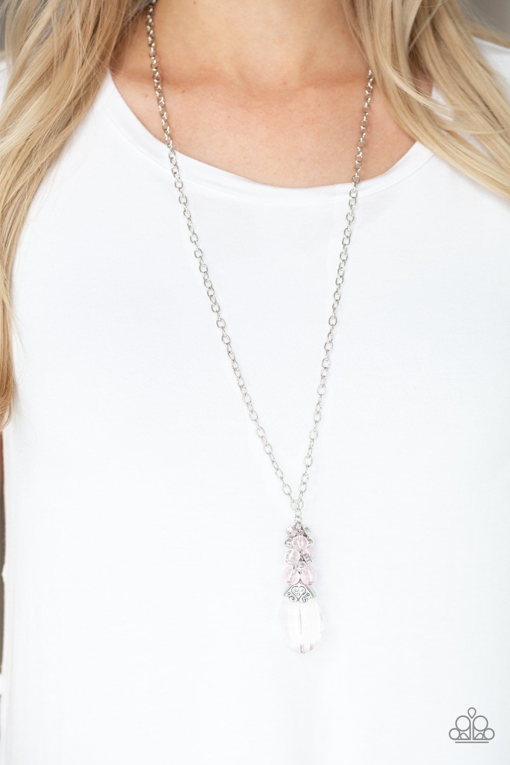 Crystal Cascade - pink - Paparazzi necklace