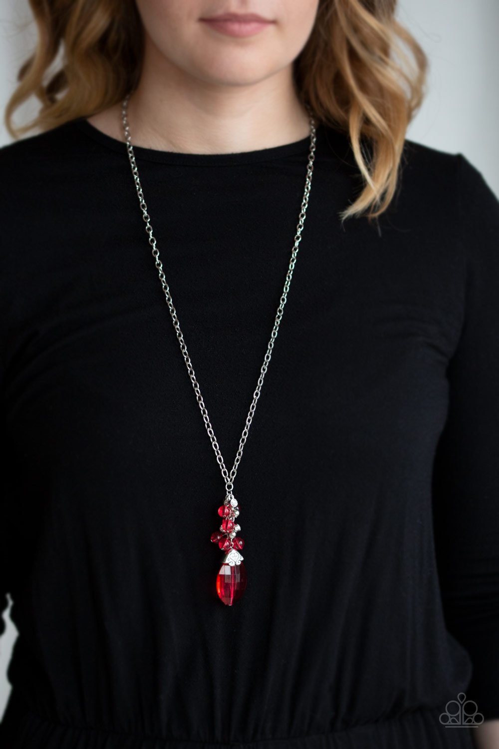 Crystal Cascade-red-Paparazzi necklace